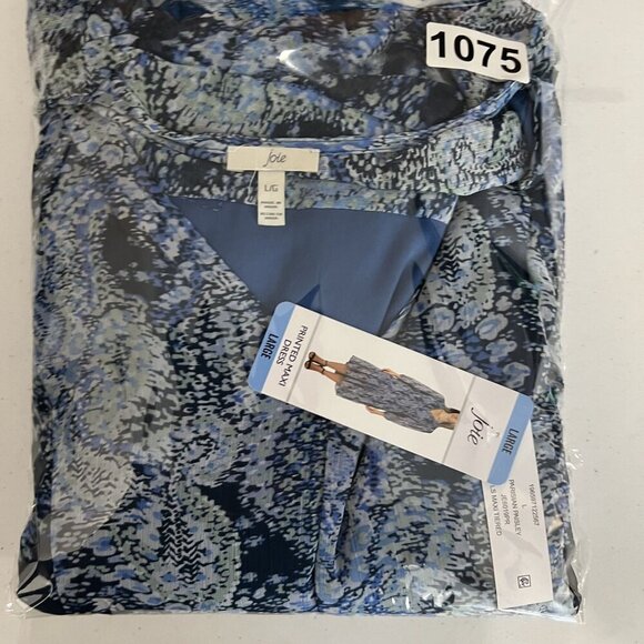 NWT Joie L Midi Dress Blue White Abstract Bohemian Balloon Sleeves Chiffon Flowy - Picture 16 of 16